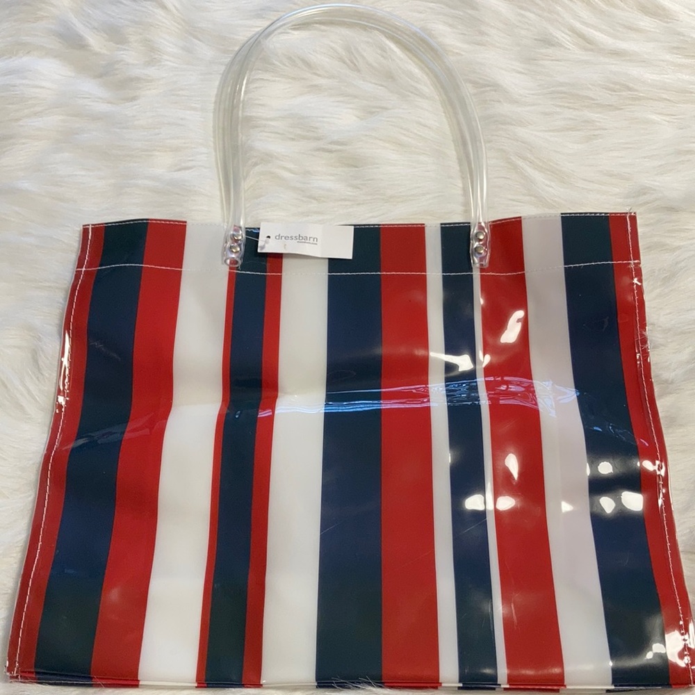 NWT Dress Barn Red White And blue Strip Tote Bag